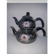 UltraMint Büyük Boy Emaye Çiçek Desenli Çaydanlık Seti, Şıklık ve Zarafet