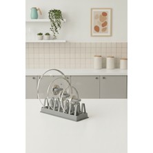 Mithra Life 6 Bölmeli Gri Tabak‑tencere Kapak Düzenleyici Organizer MIT1308