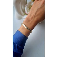 Initium Premium Kalite Paslanmaz Çelik 14K Altın Kaplama Çavuş Model Zirkon Taşlı Gold Bileklik