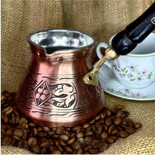 UltraMint El Yapımı Bakır Cezve, Ahşap Saplı, 4-6 Kişilik, Şık ve Dayanıklı