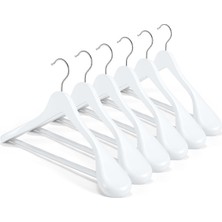 808 Studio 6 Adet Beyaz Ahşap Ceket Askısı Takım Elbise Askısı Gömlek Askısı