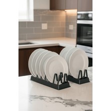 Mithra Life 2 Adet 6 Bölmeli Siyah Tabak‑tencere Kapak Düzenleyici Organizer MIT1310