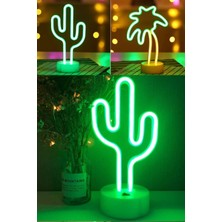 Munico Dekoratif Kaktüs Pilli Ev Oda Cafe Aydınlatma Masaüstü & Yatakbaşı Neon Dekor Aydınlatma Gece Lamp