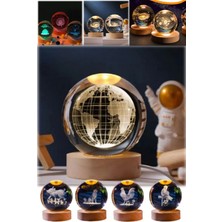 Munico 3D Lazer Gravürlü Dünya Model Gece Lamba Cam Tasarım Hediyelik Tatlı 3D Lamba Gece Işığı Dekor