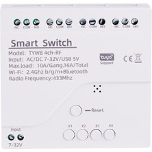 bilteknik Tuya Wifi DC 7-32V 4 kanal Kuru Kontak çıkışlı Akıllı Röle