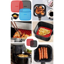 Munico Airfryer Kare Model Pişirme Matı 21,5 cm Siyah Yeniden Silikon Fritöz Airfreyler Yapışmaz Silikon