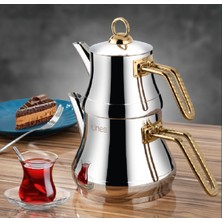 UltraMint Şık Metal Kulp Çelik Çaydanlık, Kendinden Süzgeçli, Orta Boy