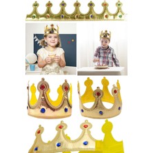 Munico Altın Cosplay Taç Parti ve Doğum Günü Için Prens Taçı Kral Tacı Kumaş Malzeme Yetişkin Boy Esnek