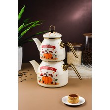 UltraMint Kabak Desenli Emaye Çaydanlık Seti, Şık ve Dayanıklı Tasarım