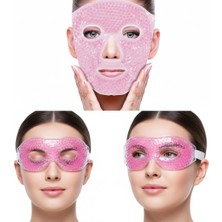 SHC4200 Terapi Jel Boncuklu Yüz ve Göz Maskesi Seti Pembe Sıcak ve Soğuk Kullanım