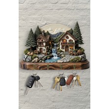 Time in a Tin 2d Ahşap Duvar Askısı Anahtarlık Retro Doğa Temalı Dekoratif Duvar Anahtar Askısı