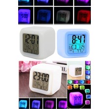 Munico Mini Masa Dijital Termometre Ekran Küp LCD Eğlenceli Saat Tarih Alarmlı Termometre Küp Çalar Saat