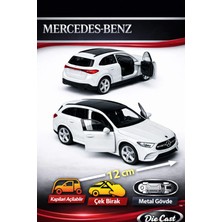 Yıldırım Oyuncak Die Cast Metal Gövdeli Çek Bırak 12 cm Açılabilir Kapılı Oyuncak Beyaz Mercedes-Benz Araba
