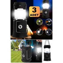 Munico 3 Adet Kamp Lambası & El Feneri Çadıra Asılabibilir Bahçe Aydınlatma Solar ve Şarj Edilebilir Lamba