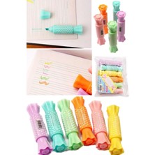 Munico 6'lı Şeker Görünümlü Eğlenceli Fosforlu Kalem Şeker Şekli Çift Baş Vurgulayıcı Hediyelik Ofis Okulu