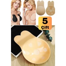 Munico 5 Çift Tavşan Kulak Yeniden Kullanılabilir Silikon Ucu Kapağı Macunlar Çıkartmalar Göğüs Yapıştırıcı