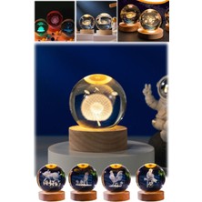 Munico 3D Lazer Gravürlü Karahindiba Model Gece Lamba Cam Tasarım Hediyelik Tatlı 3D Lamba Gece Işığı Dekor