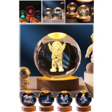 Munico 3D Lazer Gravürlü Astronot Model Gece Lamba Cam Tasarım Hediyelik Tatlı 3D Lamba Gece Işığı Dekor