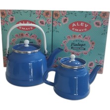 UltraMint Mavi Emaye Çaydanlık Takımı, Şık ve Dayanıklı Set