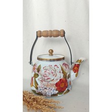 UltraMint Renkli Gül Demeti Emaye Demlik 2,5 Litre, Şık ve Dayanıklı Tasarım