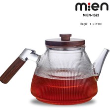 UltraMint 1 Litrelik Dayanıklı Borosilikat Cam Demlik, Şık ve Kullanışlı Tasarım