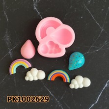 Poyrish PK1002629 - Silikon Kalıp Mum Kalıbı - Gökkuşağı, Balon, Bulut