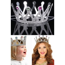 Munico Gümüş Renkli Cosplay Parti Kostüm Partisi Taçı Rönesans Kostümlü Kraliyet Ortaçağ Kraliçe Prenses