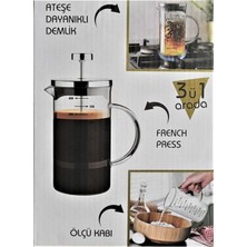 UltraMint 600ML Borosilikat Cam French Press ile Taze ve Aromalı Kahve ve Çay