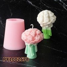 Poyrish PY1002678 - Silikon Kalıp Mum Kalıbı Fiyonklu Gül Demeti