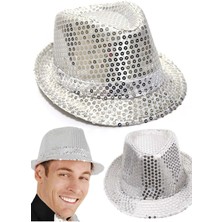 Munico Ismail Abi Pullu Machlie Şapkası Gümüş Gri Gösteri Sahne Şapkası Payetli Çocuk Şapkası Gümüş Renk