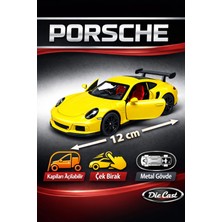 Yıldırım Oyuncak Die Cast Metal Gövdeli Çek Bırak 12 cm Açılabilir Kapılı Oyuncak Porsche Araba