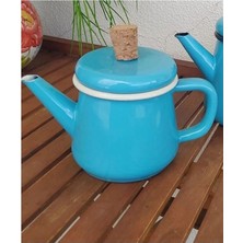 UltraMint Ebruli Emaye Turkuaz Demlik 850 Ml, Retro Tasarım, Şık ve Dayanıklı