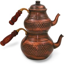 UltraMint Bakır Eskitme Hasır Modeli Çaydanlık Seti, Şık ve Dayanıklı Tasarım