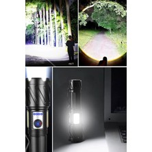 Munico 3 Modlu Güçlü Şarj Edilebilir Zoomlu El Feneri Gece Orman Gökyüzü Aydınlatma Feneri Flaş LED