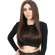 DS LLC Ieg™ Fiber Sentetik Uzun Düz Peruk - Açık Kahve DSLLC-RSİEG248