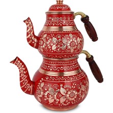 UltraMint Bakır Çaydanlık Erzincan Işli Ahşap Kulplu Büyük Boy Çay Demliği