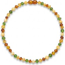 Uçan Geyik Kehribar Doğal Taş Bebek Kolyesi - Güçlü Bağışıklık ve Diş Çıkarma