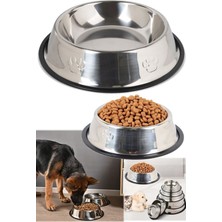 Munico Paslanmaz Çelik 22 cm Kedi & Köpek Mama ve Su Kabı Çelik Kase Yıkanabilir Ömürlük Kauçuk Kenarlı Pro