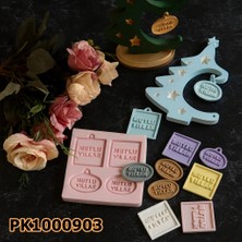 Poyrish 1025 - Silikon Kalıp Mum Kalıbı - 4'lü Mutlu Yıllar Minik Etiket