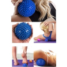 Munico 8 cm Fitness Dikenli Masaj Topu El Sırt Vücut Unisex Masaj Topu Duyu Uyarıcı Mavi Profesyonel Top