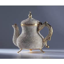 UltraMint Lüx Taş Işlemeli Bakır Demlik, Kristal ve Renkli Çaydanlık 1500 ml