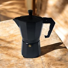 UltraMint Şık Siyah Moka Pot 6 Fincan, Kahve Keyfini Yanınızda Taşıyın