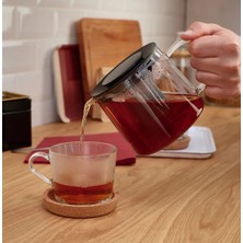 UltraMint Şeffaf Cam Demlik 600 Ml, Süzgeçli, Bitki Çayı Için Uygun, 10 cm Yükseklik