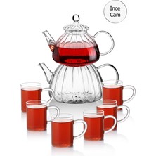 UltraMint Cam Çaydanlık ve 6 Kupa Bardak Takımı, Şık ve Dayanıklı Set