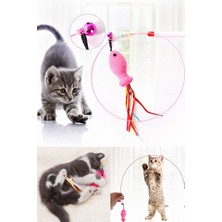 Munico Tease Tüylü Hindi Tel Oyuncaklar Kedi Renkli Çubuğu Komik Çubuğu Oyun Kedi Sopa  ile Pratik Kullanım