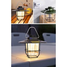 Munico Şarj Edilebilir Kamp Çadır Ağaca Asılabilir Kamp Fener Lambası Retro Bahçe Aydınlatma Dış Aydınlatma