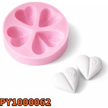 Poyrish 1004 - Silikon Kalıp Mum Kalıbı - 4lü Kalp
