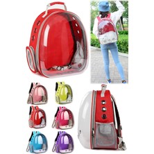 Munico Kırmızı Şeffaf Kedi & Yavru Köpek Taşıma Seyahat Sırt Çantası Evcil Hayvan Ulaşım Çantası Hava Delik