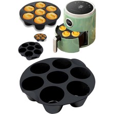 Munico Airfrey Hava Fritöz Silikon Muffin Fincan Kek Kalıbı 7 Boşluklu Cupcake Fırın Tepsisi Tavası Gözenek
