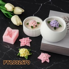 Poyrish PY1002670 - Silikon Kalıp Mum Kalıbı Küçük Leylak Buketi